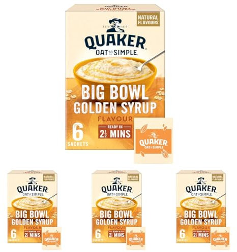 Quaker Oat So Simple Big Bowl Golden Syrup, 6 x 49.6 g (Pack of 4)