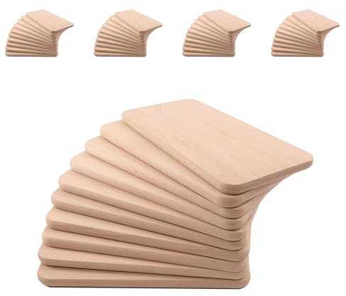 Frühstücksbrettchen 50er Set Holz | Buche Natur unbehandelt | Brotzeitbrett für Küche, Küchenutensilien | Schneidebrett | Holzbrettchen | beidseitig verwendbar | 22,5x12,5x1,2 cm Pohmer Design