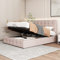 Gegtuon Polsterbett Bett 140x200, Doppelbett mit Kopfteil, Stauraumbett Jugendbett mit Hydraulisch Stauraum Underbett, Funktionsbett Gästebett Bettgestell Lattenrost, ohne Matratze, Samt (Beige)