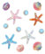 SAFITOYA Lot de 12 breloques décoratives pour chaussures, coquillages irisés, étoiles de mer, thème plage, Small, Plastique Perle, Pas de gemme