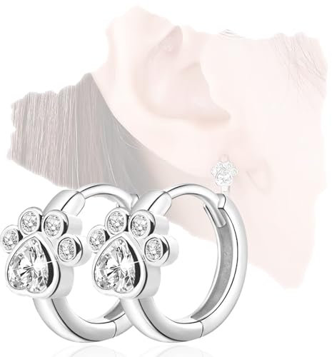 COYUN 2 pcs Ohrstecker Katzenpfotenabdruck, Mädchen Ohrringe Pet Paw Ohrsteckers für Frauen Mädchen Tier Katze Fußabdruck Ohrring Pfötchen Ohrsteckers Piercing Hypoallergen, für Damen Teenager