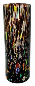 MurArt Jarrón de Murano de 24 cm de altura, colección Tower de vidrio soplado a mano de elaboración artesanal Made in Italy (negro, jarrón)