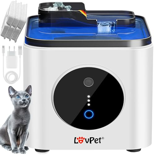LOVPET® Katzenbrunnen Trinkbrunnen für Katzen 3,5L Wassertank & 3x Filter Automatischer Wasserspender Katzentrinkbrunnen mit Bewegungssensor Wasserbrunnen Doppel-Filtersystem Aktivkohle & Filtersteine