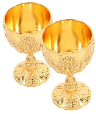 GLEAVI 2 Piezas Copa De Vino Copa Vikinga Cáliz Medieval Cáliz De Vino Vasos De Whisky Vasos De Agua Copas De Coctel Tazas De La Iglesia Rey Medieval Dorado Aleación De Zinc