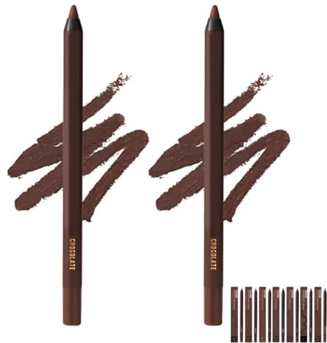 ZANWANXIN 24hr Waterproof Eyeliner, 24 Hr Waterproof Eyeliner Duo Sharpenable Eye Pencil,Chocolate Eyeliner (2pcs-Chocolate)
