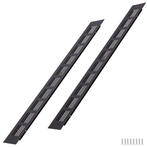 WJUAN Rejilla de ventilación de aluminio, 400X50MM, Negro, rectangular, para armarios, dormitorios y puertas