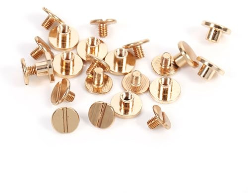 Haosie 10 Sets Gold Buttons, 5mm Leather Rivets, Brass Buttons | Stud Screw Nail Screwback, for Luggage, Home Textiles, Shoes, Hats