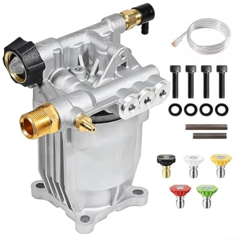 Sumsoctober Pompe de rechange pour nettoyeur haute pression 90028 MSH3125 pour Honda GC190 Aluminium 2750 PSI 2,5 GPM Pompe de nettoyeur haute pression avec 5 buses de pulvérisation Entrée d'eau 1,27