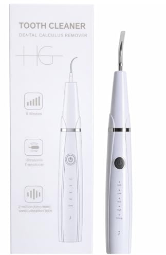 HG AESTHETICS Detergente Ultrasonico per Denti – Rimuovi Placca e Tartaro con Luce LED – Pulitore Elettrico per Denti da Casa con Batteria Ricaricabile Type-C