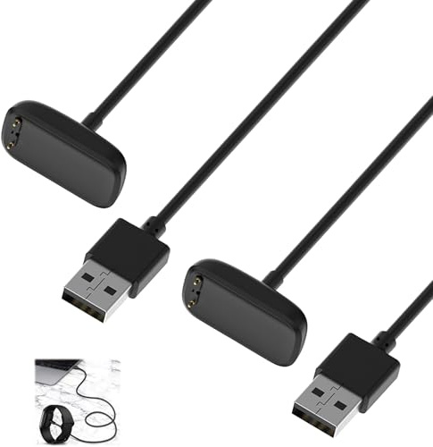 2 Stück Ladegerät kompatibel mit Fitbit Charge 6 / Charge 5 /Luxe, Ersatz USB Ladekabel 100cm, Magnetisches Schnellladekabel mit Ladestation Dock, Premium Charging Kabel für Smartwatch Zubehör