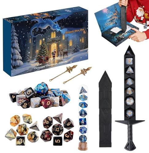 Würfel Kalender Weihnachten, Würfel Adventskalender, Set Urlaub Adventszeit 24 Geeignet Für Dungeons Und Dragons RPG, M-T-G, Rollenspieltischspiel