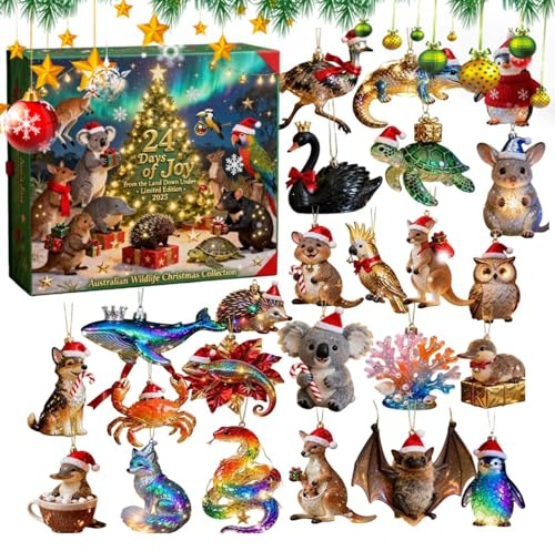Weihnachts-Countdown-Tierkalender, 24-Tage-Spielzeugset, Adventsgeschenk, Kalender mit niedlichen Tierfiguren, festliche Weihnachts-Countdown-Box,