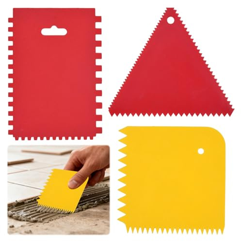 Peigne Carrelage, 3 pièces Spatule Raclette Plastique, Peigne Carrelage 12mm, Raclette Dentée, Couteau A Raclette, Convient pour la sculpture sur argile, outils de poterie pour DIY.