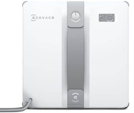 ECOVACS WINBOT Mini Window Cleaning Robot - Compact Design, Dual Nozzles with Ultrasonic Spray, 9-Stage Protection System, Intelligent Path Planning, 3 Cleaning Modes, Anti-Slipping System