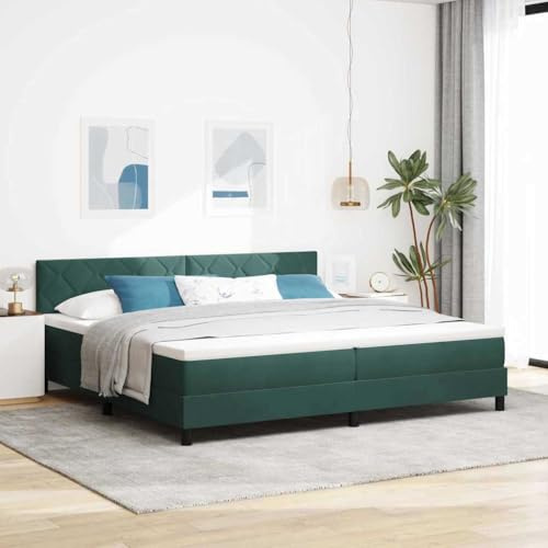 LoogCape Boxspringbett mit Matratze, Dunkelgrün 200x200 cm, Samtbezug, Holzwerkstoffrahmen, verstellbares Kopfteil, Schlafmöbel für Zwei Personen