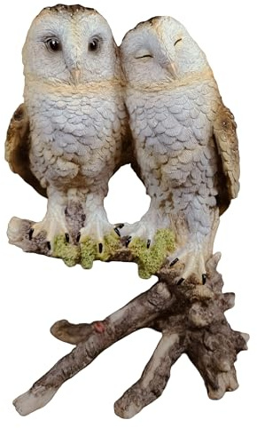 colourliving Eulenfigur naturgetreu, lebensechte Deko Eule und Eulenfiguren aus Polyresin für Garten Balkon Terrasse und Wohnbereich (Eulen Figur Paar auf AST)
