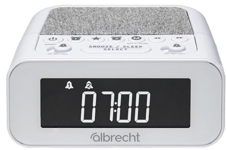 Albrecht DR 451 DAB+/UKW Radiowecker - Musik-Streaming & ASA Warnung | Weiß, Radiowecker mit Musik-Streaming, dimmbarem Display, Dual-Alarm, Schlummerfunktion und ASA Notfall-Warnsystem