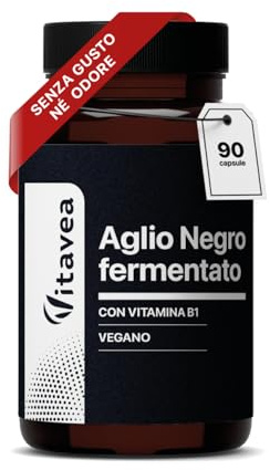 Aglio Nero - 9000mg - Estratto 30:1 con Vitamina B1-45 Giorni - Vegano | Supporto Salute Cardiovascolare - Azione Antiossidante Naturale - Senza Odore - Capsule Vegane - 90 Capsule - Vitavea