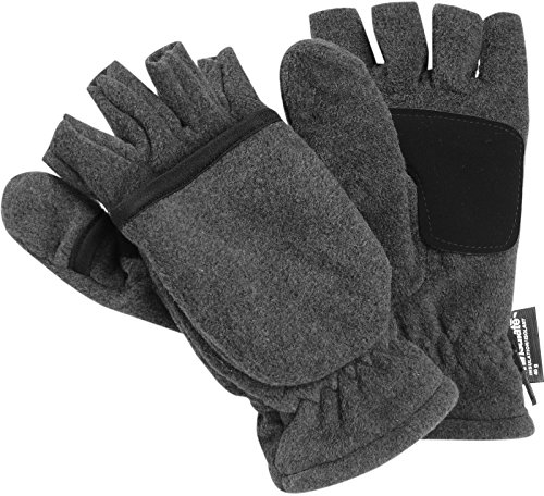 Claus Modes Herren Fleece Handschuhe mit Thinsulate und Klappe Magnet, Farben:dunkelgrau, Handschuhgröße:L/XL