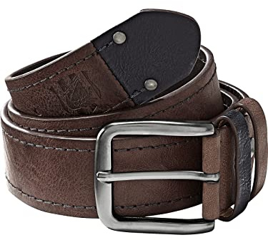 Jan Vanderstorm Herren Gürtel Borak | mit zwei Lederschlaufen | Leder-Mischung | mit Metall-Gürtelschnalle und Nieten | Maskuliner Look | große Größen L-7XL