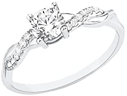 s.Oliver Zirkoniaring für Damen, 925 Sterling Silber, Rhodiniert, Größe: 50/16