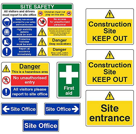 LI-Safety Construction/Building Site Safety Sign Starter Pack Bundle - Rigid Plastic
