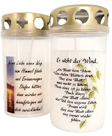 AScreativ 2 Aufkleber für Grablichter - Set 4 - Trauer Gedenklicht Grabkerzen Grabschmuck