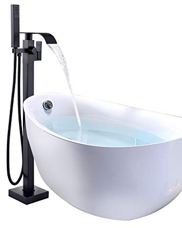 Onyzpily Schwarz Wasserfall Badewannenarmatur Freistehende Wannenarmatur mit Handbrause 93-PHMMW