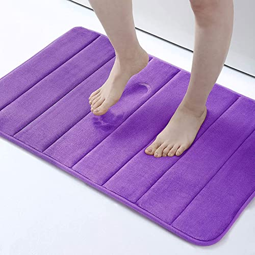 Homaxy Memory Foam Badezimmer Badteppich Saugfähige Rutschfester Badvorleger Waschbar Badematte - 51 x 76 cm, Lila