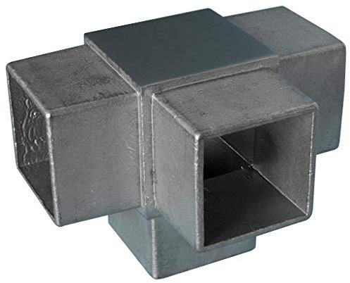 Acciaio Inox Flangia Raccordi Cappucci Estremità Connettore Elementi Decorativi Archi Materiale Montaggio Ringhiere Corrimano - Raccordo T + Finitura Tubo Quadrato, Quadratrohr 40 x 40 x 2mm