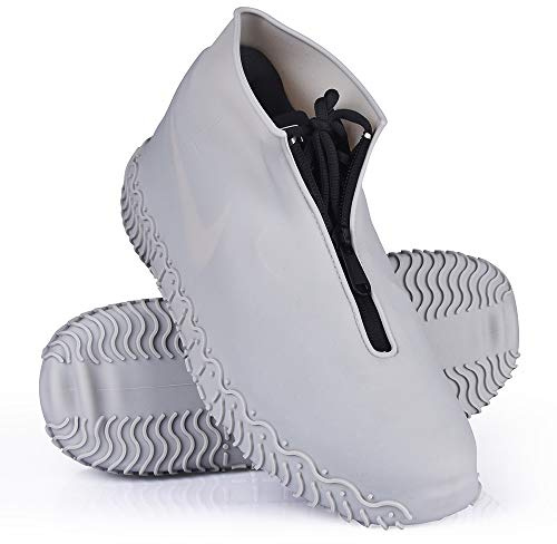 ydfagak Cubierta del Zapato, Funda de Silicona para Zapatos con Suela Antideslizante y Diseño de Cremallera, Funda de Zapato Reutilizable & Impermeable para Días de Lluvia y Nieve (L (39-42), Gris)