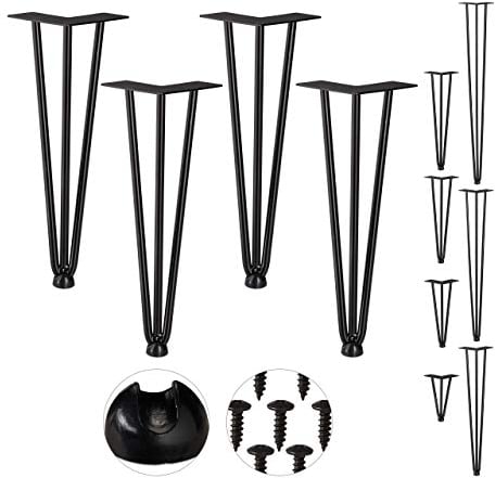 Relaxdays Hairpin Legs, 4er Set, 3 Streben, Metall, Haarnadel Tischbein für Hocker, Tisch & Schrank, 36 cm hoch, schwarz