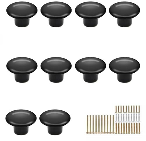 10 Stück Schrankknöpfe Schrankgriffe Schwarz Schubladengriffe Vintage Möbelknöpfe Keramik, Griffe Für Küchenschränke, Schubladenknöpfe, Türknauf Möbelgriffe Möbel Knauf für Schrank, Runde, 32mm
