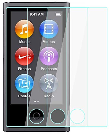 Komet Displayschutzfolie für iPod Nano 7. 8. Generation, gehärtetes Glas, Härtegrad 9H, 0,33 mm dick, blasenfrei, kratzfest, 3 Stück
