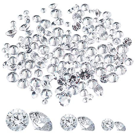 PandaHall 150pcs Diamantform Cubic Zirkonia Stein 3-Größen Kleine Klar Faceted Lose Perlen CZ Steine Pointed Back Cabochons für Ohrring Armband Schmuckherstellung, 4~8mm, mit vorgebohrtem Loch