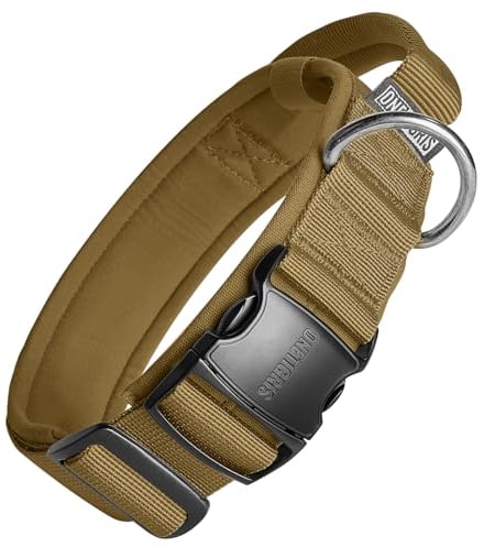 OneTigris Hunde Halsband mit Metallschnalle für Hunde (Coyote Braun, L)