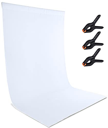 Zdada White Backdrop Screen Background, 5x7ft/1.5x2.1M White Collapsible Background Photography, Washable Polyester Photography Backdrops for Photo Studio,Live Streaming,Meeting,Gaming(Backdrop Only)