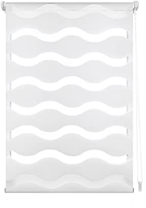 Blindecor Luna senza attrezzi | Tenda a rullo ondulata a doppio strato giorno e notte - Bianco, 67 x 150 cm (Larghezza x Altezza) | Dimensioni del tessuto 64 x 145 cm