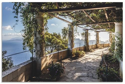 ARTland Wanddeko Wandbild Alu Verbundplatte für Innen & Outdoor Bild Ausblick Meer Strand Küste Garten Villa Capri Italien U2IS