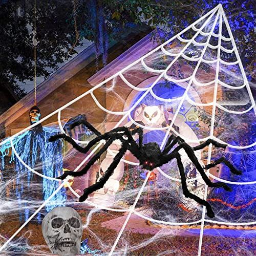 JOKILY Halloween Spinnennetz 7 x 5.5 m Spinngewebe Dekoration Set Super Stretch Cobweb Riesen Halloween Spinnennetz Dekoration Halloween Deko Garten