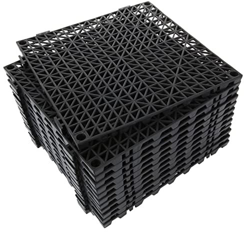 12 Stück 30,5 cm ineinandergreifende Gummi Badezimmer Bodenbelag Fliesen rutschfeste Poolmatte Spleißen Duschmatte Outdoor Kissen Matte für Abfluss, Deck, Pool, Terrasse, Balkon, Dusche, Küche, Hof