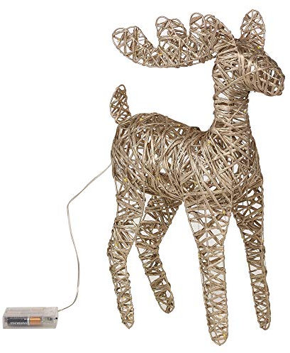 URBNLIVING Light Up LED Reindeer Stags, 37cm Illuminated Christmas Decoration Ornament Figurines, Battery Powered 3xAA Christmas Display Decor (Metallic Gold)