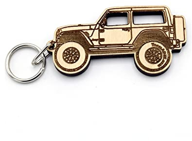 Jeep® Wrangler JL (2DR) Schlüsselanhänger aus Holz, hergestellt in den USA, hautfarben, Regulär