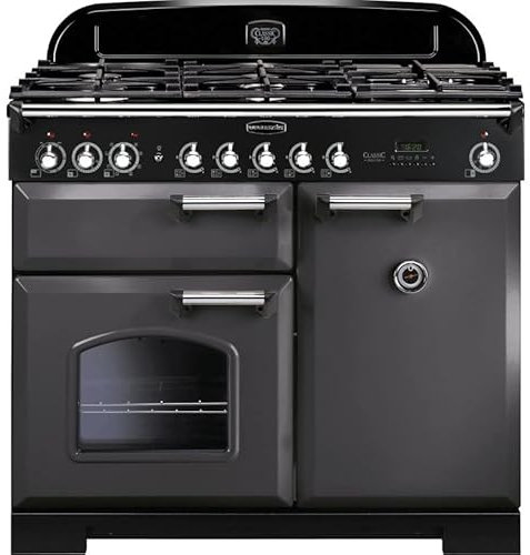 Rangemaster Classic Deluxe CDL100DFFSL/C 100cm Dual Fuel Range Cooker - Slate/Chrome
