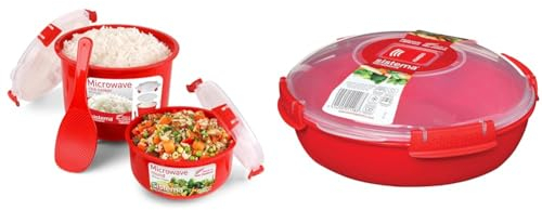 Sistema micro-ondes, cuiseur vapeur pour le riz (2,6 l) et Sistema micro-ondes, récipient rond & Cuiseur vapeur micro-ondes | 1.29L | conteneur de stockage des aliments allant au micro-onde