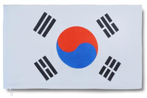 Sonia Originelli premium Fahne für jede Gelegenheit - hissfertig & wetterfest -Größe: ca. 90 x 150 cm, Farbe: Südkorea, South Korea