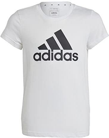 adidas Mädchen Essentials Big Logo Cotton Tee, White/Black, 7-8 Years