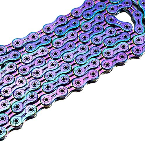 BAtlam Fahrradketten 9/10/11/12-fach Hohle Mountainbike-Kette Hochfestes Fahrrad-Umwerfer-Kettenzubehör for Mountain Road Bike (Color : Rainbow, Size : 11S) (Rainbow 11S)