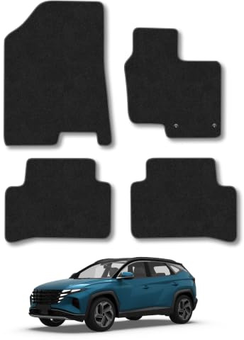 Fits Hyundai Tucson (2021+) Carpet Car Mats | Grey Edge Trim Tailored Fit Floor Mats Full Coverage Protection Accessories Easy Clean Anti Slip Made in the UK