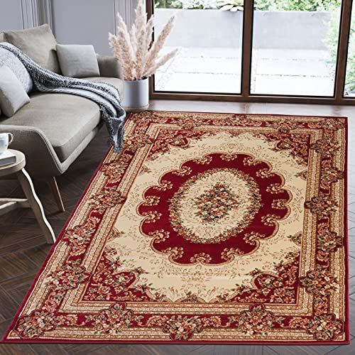 Mazovia Orientalisch Teppich - Traditioneller Teppich für Wohnzimmer, Esszimmer - Orient Teppiche Ornament - ÖKO-TEX Wohnzimmerteppich Rot Beige - 250 x 300 cm